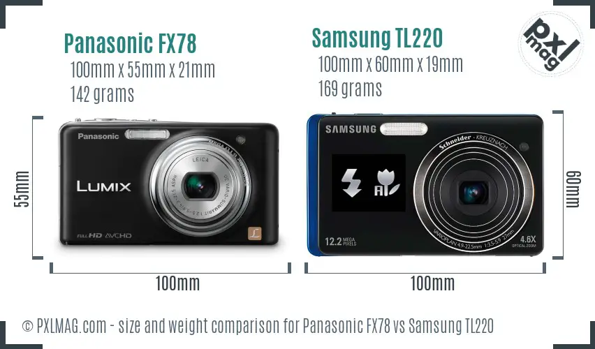 Panasonic FX78 vs Samsung TL220 size comparison