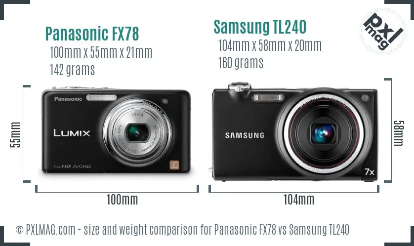 Panasonic FX78 vs Samsung TL240 size comparison