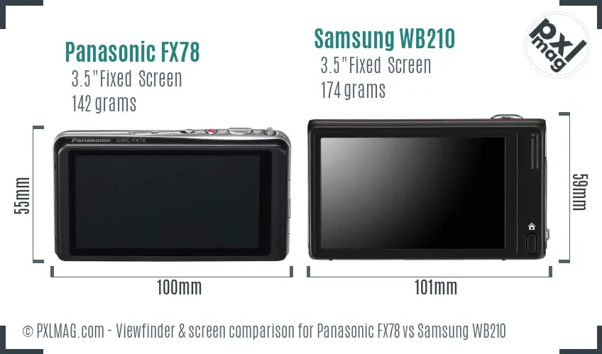 Panasonic FX78 vs Samsung WB210 Screen and Viewfinder comparison