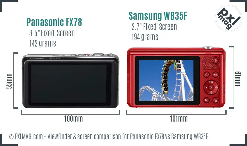 Panasonic FX78 vs Samsung WB35F Screen and Viewfinder comparison