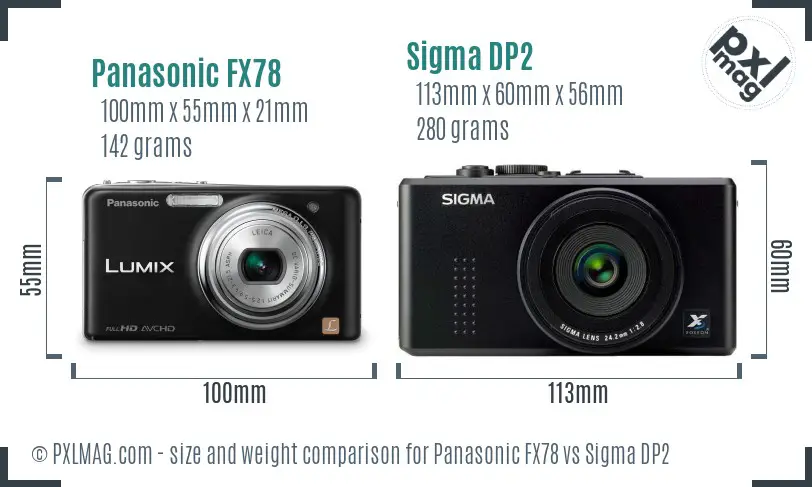 Panasonic FX78 vs Sigma DP2 size comparison
