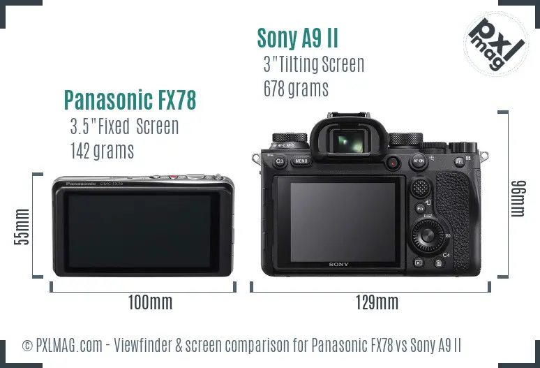 Panasonic FX78 vs Sony A9 II Screen and Viewfinder comparison