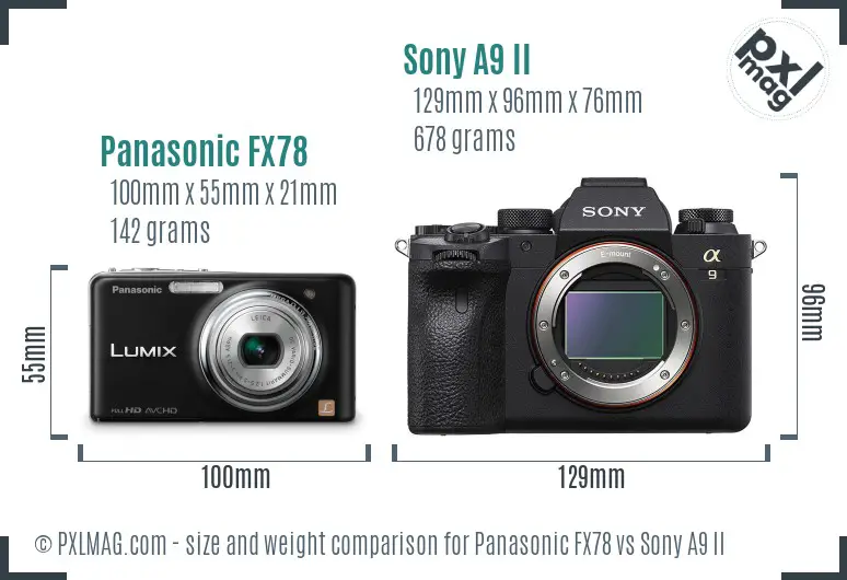 Panasonic FX78 vs Sony A9 II size comparison