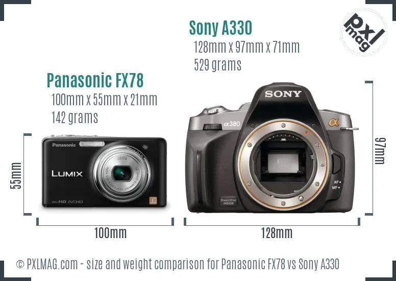 Panasonic FX78 vs Sony A330 size comparison Panasonic FX78 vs Sony A330 size comparison