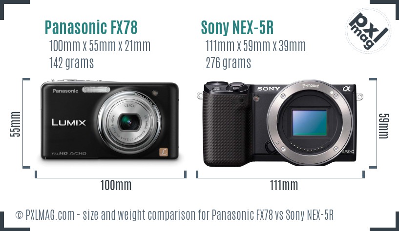Panasonic FX78 vs Sony NEX-5R size comparison