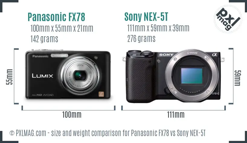 Panasonic FX78 vs Sony NEX-5T size comparison Panasonic FX78 vs Sony NEX-5T size comparison
