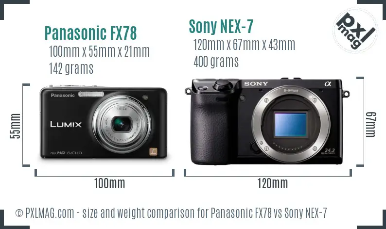 Panasonic FX78 vs Sony NEX-7 size comparison