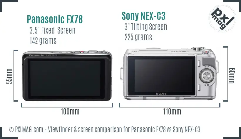 Panasonic FX78 vs Sony NEX-C3 Screen and Viewfinder comparison Panasonic FX78 vs Sony NEX-C3 Screen and Viewfinder comparison
