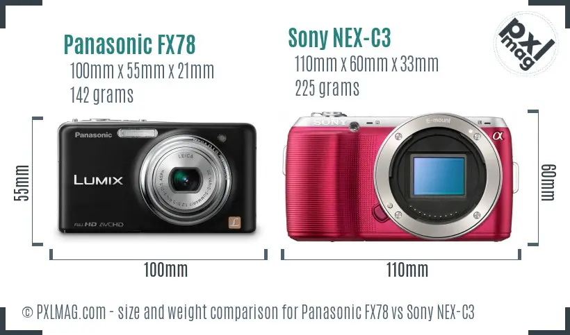 Panasonic FX78 vs Sony NEX-C3 size comparison Panasonic FX78 vs Sony NEX-C3 size comparison
