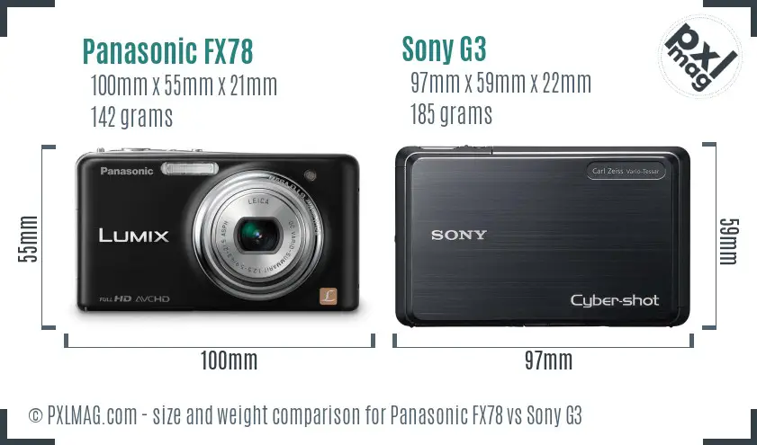 Panasonic FX78 vs Sony G3 size comparison