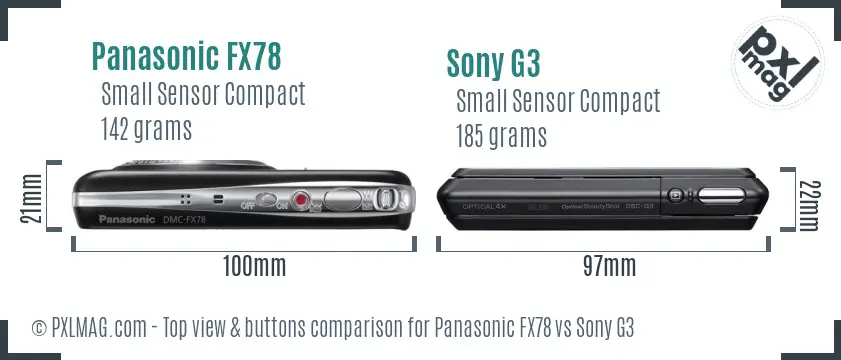 Panasonic FX78 vs Sony G3 top view buttons comparison