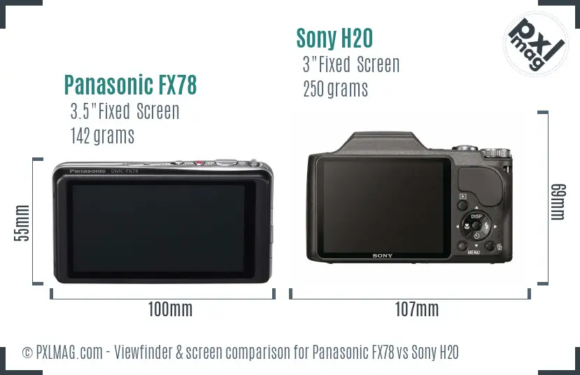 Panasonic FX78 vs Sony H20 Screen and Viewfinder comparison Panasonic FX78 vs Sony H20 Screen and Viewfinder comparison