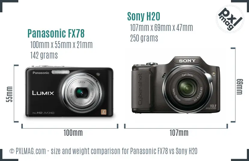 Panasonic FX78 vs Sony H20 size comparison Panasonic FX78 vs Sony H20 size comparison