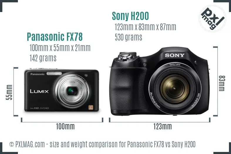 Panasonic FX78 vs Sony H200 size comparison