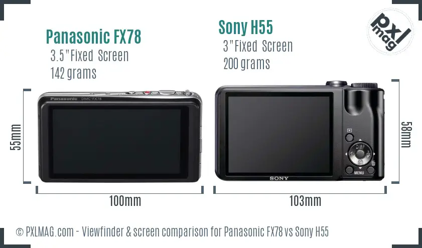 Panasonic FX78 vs Sony H55 Screen and Viewfinder comparison