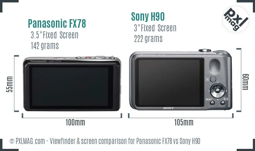 Panasonic FX78 vs Sony H90 Screen and Viewfinder comparison