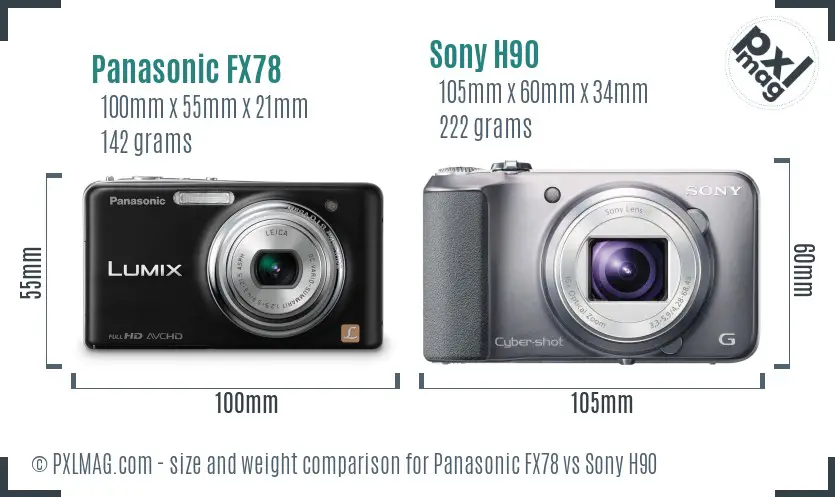 Panasonic FX78 vs Sony H90 size comparison Panasonic FX78 vs Sony H90 size comparison