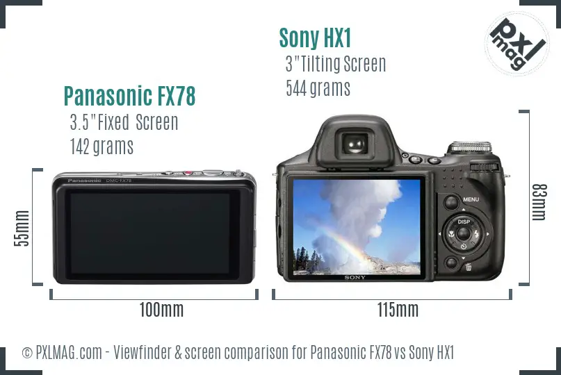 Panasonic FX78 vs Sony HX1 Screen and Viewfinder comparison