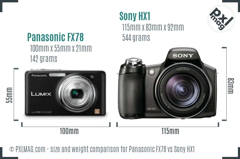 Panasonic FX78 vs Sony HX1 size comparison