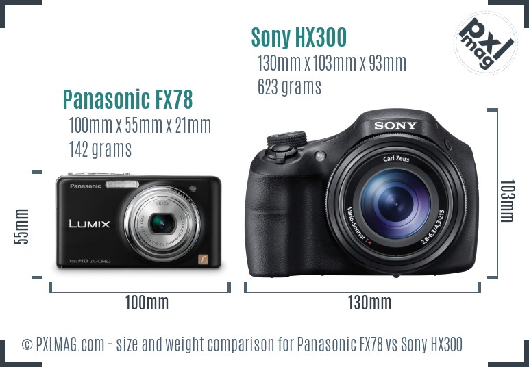 Panasonic FX78 vs Sony HX300 size comparison Panasonic FX78 vs Sony HX300 size comparison