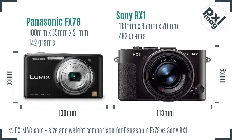 Panasonic FX78 vs Sony RX1 size comparison Panasonic FX78 vs Sony RX1 size comparison