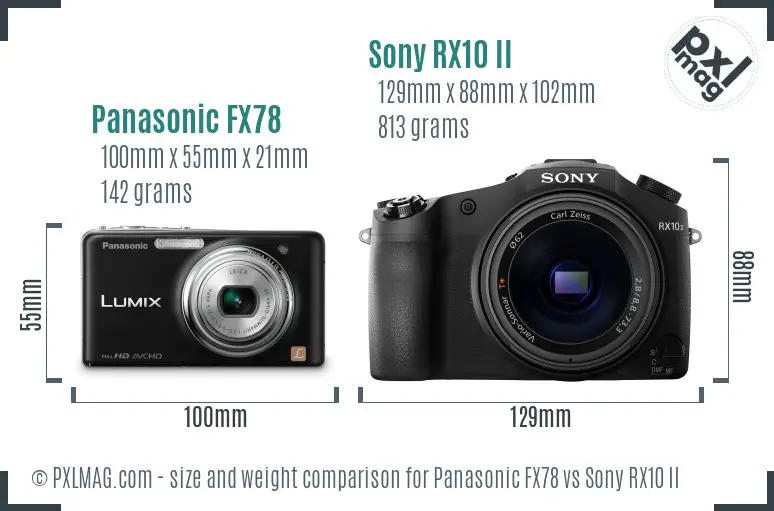 Panasonic FX78 vs Sony RX10 II size comparison