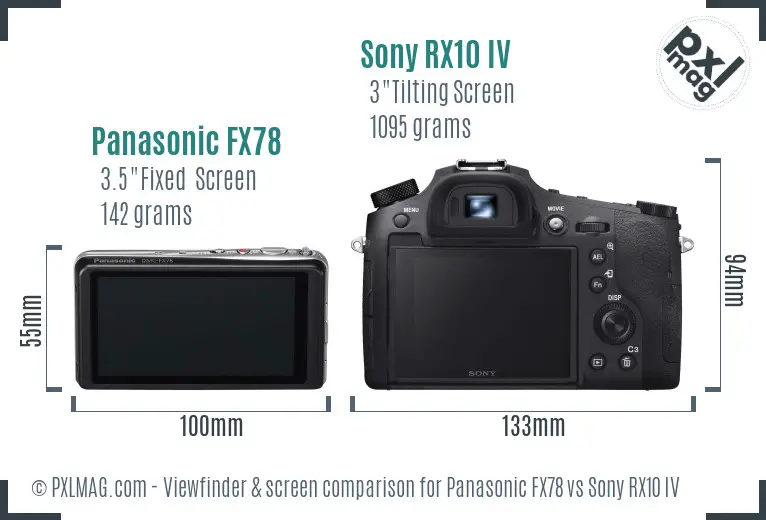 Panasonic FX78 vs Sony RX10 IV Screen and Viewfinder comparison