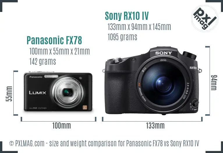 Panasonic FX78 vs Sony RX10 IV size comparison