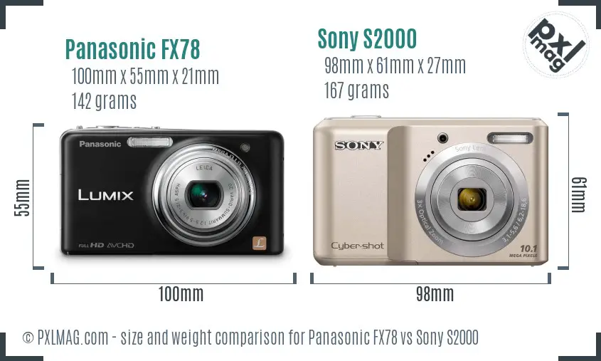 Panasonic FX78 vs Sony S2000 size comparison