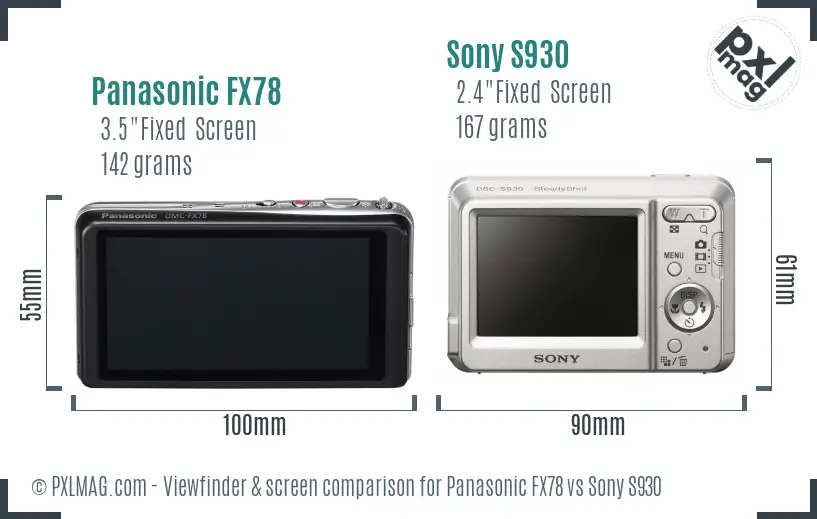 Panasonic FX78 vs Sony S930 Screen and Viewfinder comparison Panasonic FX78 vs Sony S930 Screen and Viewfinder comparison