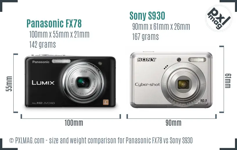 Panasonic FX78 vs Sony S930 size comparison Panasonic FX78 vs Sony S930 size comparison