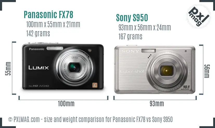 Panasonic FX78 vs Sony S950 size comparison