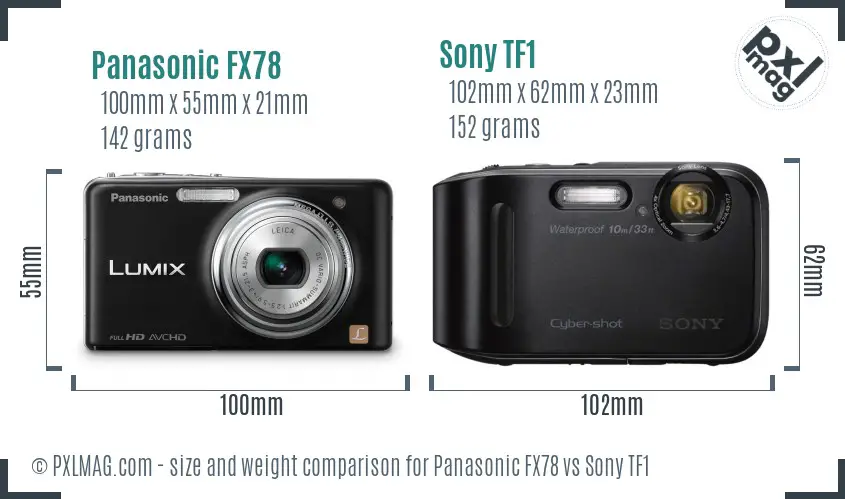 Panasonic FX78 vs Sony TF1 size comparison