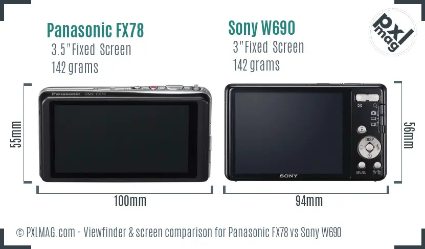 Panasonic FX78 vs Sony W690 Screen and Viewfinder comparison