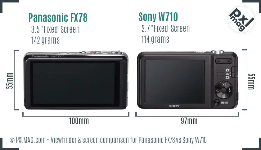 Panasonic FX78 vs Sony W710 Screen and Viewfinder comparison