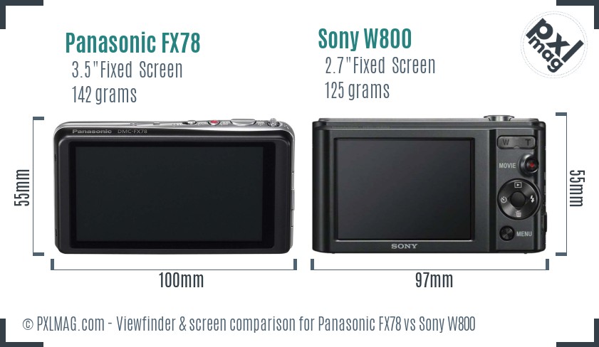 Panasonic FX78 vs Sony W800 Screen and Viewfinder comparison