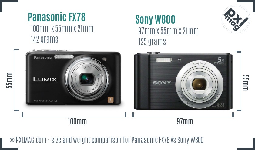 Panasonic FX78 vs Sony W800 size comparison Panasonic FX78 vs Sony W800 size comparison