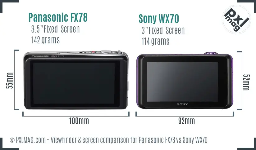 Panasonic FX78 vs Sony WX70 Screen and Viewfinder comparison