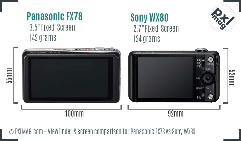 Panasonic FX78 vs Sony WX80 Screen and Viewfinder comparison