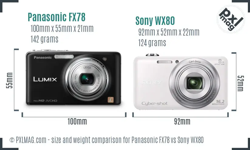 Panasonic FX78 vs Sony WX80 size comparison
