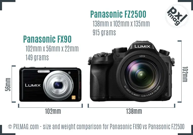 Panasonic FX90 vs Panasonic FZ2500 size comparison
