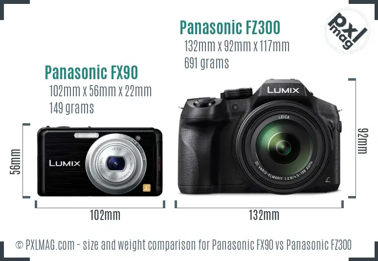 Panasonic FX90 vs Panasonic FZ300 size comparison