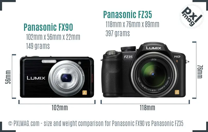 Panasonic FX90 vs Panasonic FZ35 size comparison