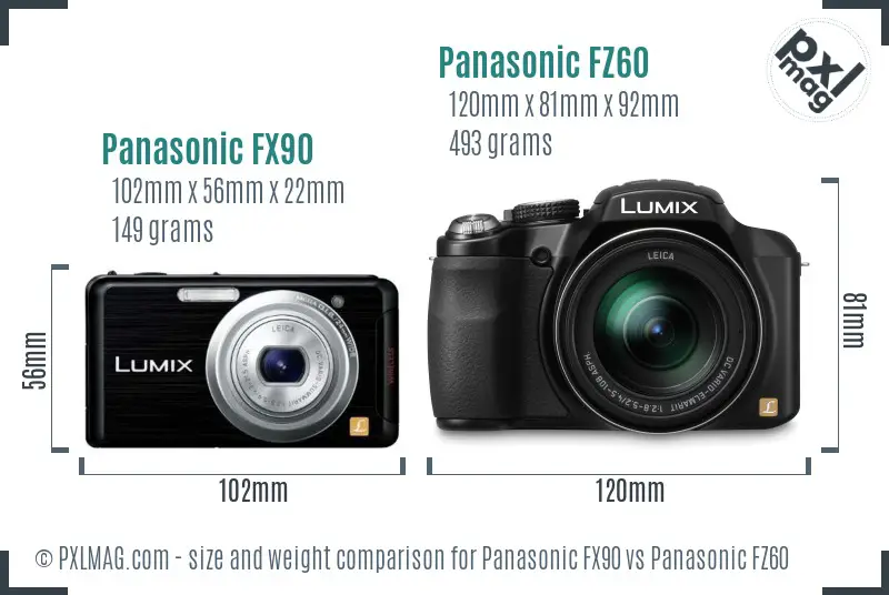Panasonic FX90 vs Panasonic FZ60 size comparison
