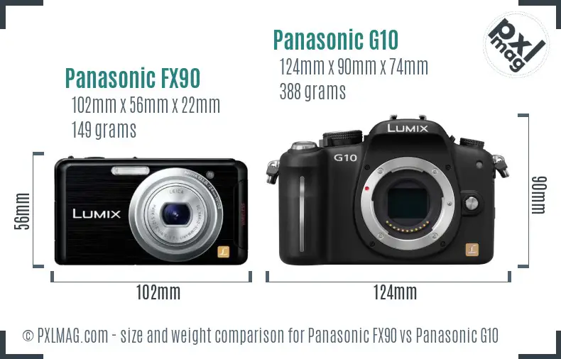 Panasonic FX90 vs Panasonic G10 size comparison
