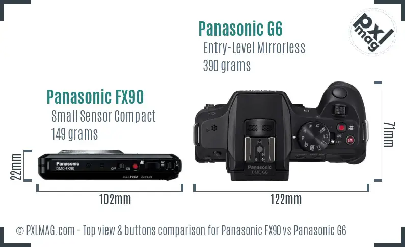 Panasonic FX90 vs Panasonic G6 top view buttons comparison