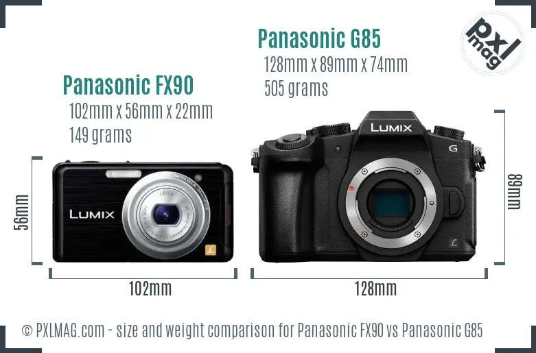 Panasonic FX90 vs Panasonic G85 size comparison