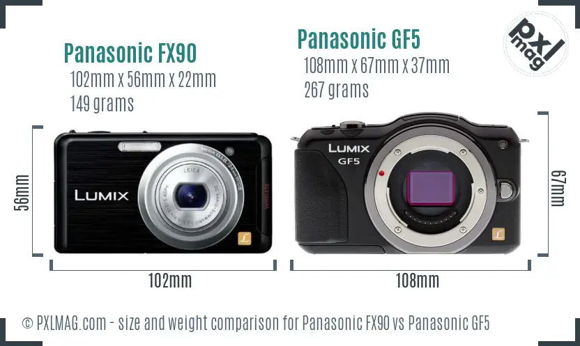 Panasonic FX90 vs Panasonic GF5 size comparison
