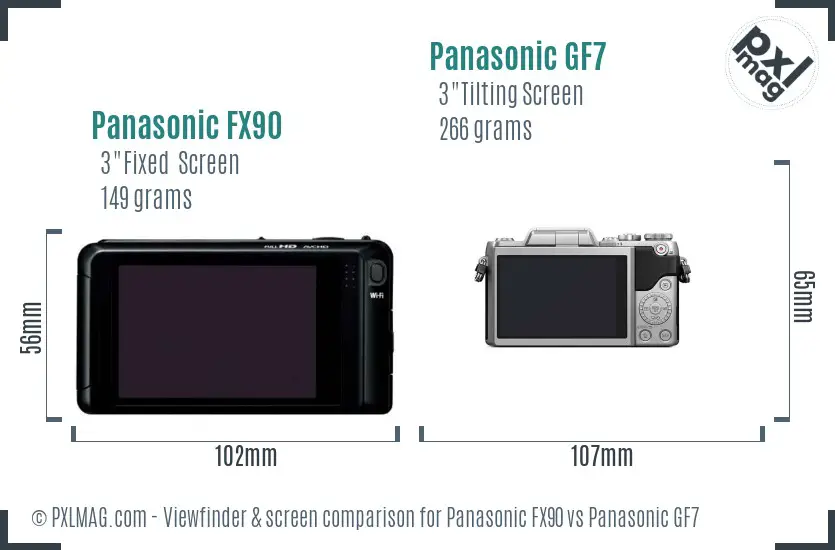 Panasonic FX90 vs Panasonic GF7 Screen and Viewfinder comparison