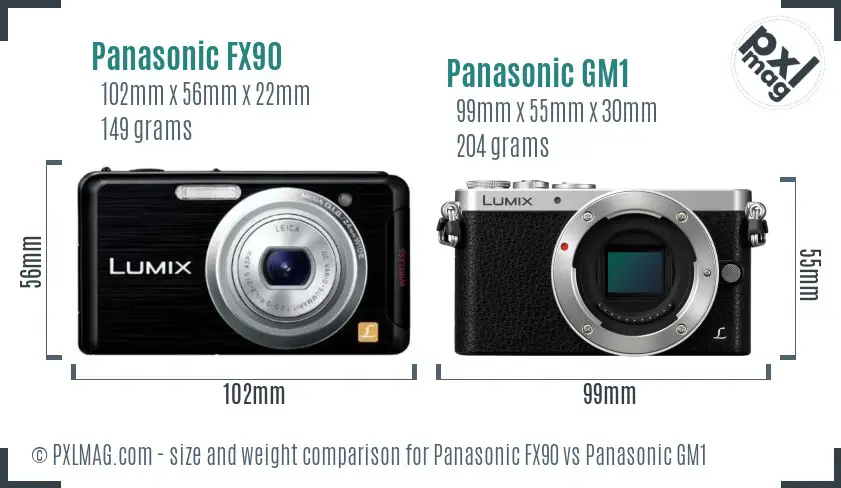 Panasonic FX90 vs Panasonic GM1 size comparison